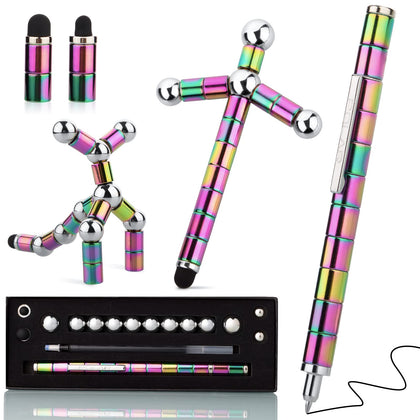 NBZXSYMAG Fidget Pen, Metal Magnet Fidget Toy Pen?Eliminate Pressure Fidget Pen for Desk Toys ?Magnetic Fidget Pen Gift for Father, Kids or Friends (Colourful)
