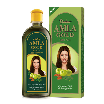 Dabur Amla Gold Hair Oil - With Amla, Almond and Henna - Moisturizing Scalp and Hair Oil for All Hair Types - 10.14 Fl Oz