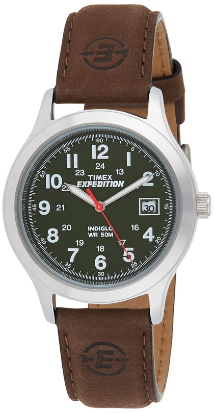 Timex Men's T40051 Expedition Metal Field Brown/Olive Leather Strap Watch