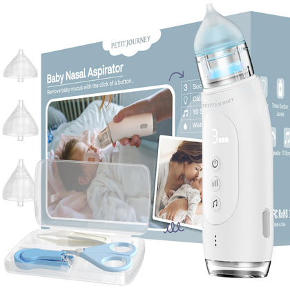 Petit Journey Electric Nasal Aspirator for Baby, Waterproof Electric Nose Suction for Baby, LCD Baby Nasal Aspirator, Booger Sucker for Baby & Toddler, Nose Aspirator for Babies with Music and Light
