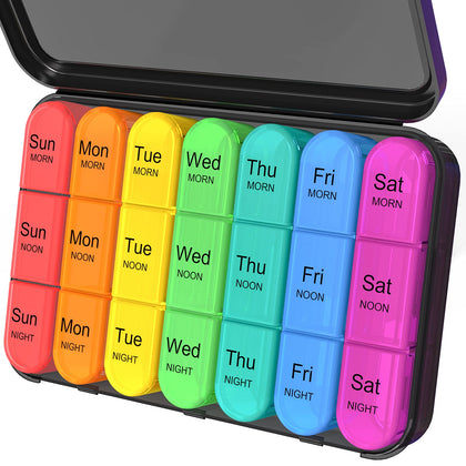 Daviky Pill Organizer 3 Times a Day, Weekly Pill Organizer 3 Times a Day, Pill Box 7 Day, Pill Cases Organizers 7 Day, Daily Pill Box Organizer, Medicine Organizer Box to Hold Vitamins and Medication