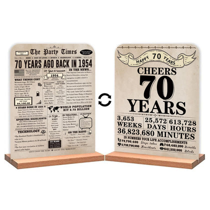 QiFyLeo Classic 70th Birthday Decorations Gifts for Men Women,Retro 70th anniversary for Mom Dad?Vintage Two-sided Back in 1954 Newspaper Poster, 70 Year Old Bday Party Decor