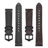BISONSTRAP Men's Watch Bands, Hand-Stitched Leather Watch Straps, Quick Release, 18mm, Black with Black Buckle