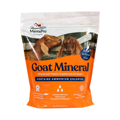 Manna Pro Goat Mineral Supplement - Made with Vitamins & Minerals to Support Growth & Development - Contains Ammonium Chloride - Microbial Blend for Digestion - 8 lbs