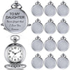Remuuly 10 Pack Classic Vintage Engraved Quartz Pocket Watch with Chain Arabic Numerals Scale Smooth Watches for Men Women Groomsmen Coworker Teacher Volunteer Christmas Father's Gifts (Silver)