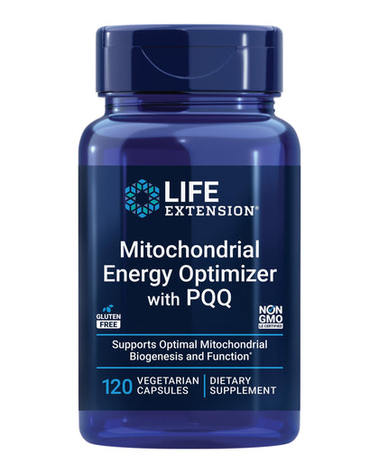Life Extension Mitochondrial Energy Optimizer with PQQ - For Heart & Brain Health, Energy Management and Anti-Aging - Gluten-Free, Non-GMO, Vegetarian - 120 Capsules