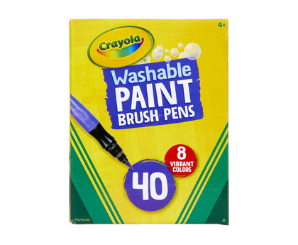 Crayola No-Drip Paint Brush Pens, Assorted Colors Set, 40 Count, Creative Gift for Kids and Teens