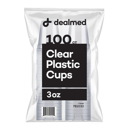 Dealmed 3 oz. Disposable Plastic Cups - 100% Recyclable Cups for Doctor's Offices, School Nurse's, Hospitals, at Home and More (Pack of 100)