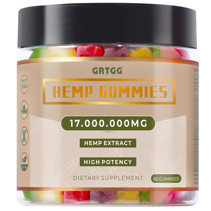 Hemp Gummies, Natural High Potency Hemp Oil Infused Gummies,Ensure The Peace of Body, Assorted Fruit Flavors,America's Favorite Hemp Gummy Brand!