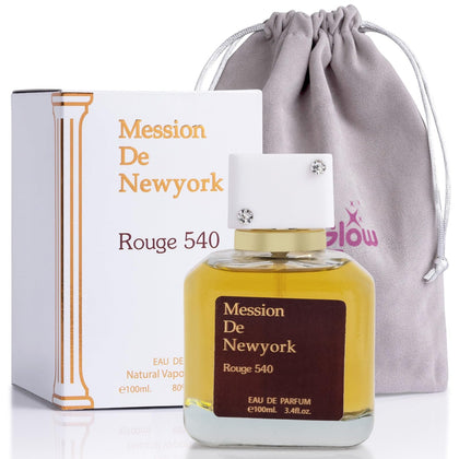 Mession de New York Rouge 540 Eau De Parfum for Men and Women - Saffron & jasmine as top notes - Base of Cedar & Fir Resin - Fragrance Choice for Daily Wear - Elegant 100ml Bottle with Suede Pouch