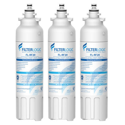 Filterlogic ADQ73613401 Refrigerator Water Filter, Replacement for LG® LT800P®, LT800PC, ADQ736134, ADQ73613402, LSXS26326S, LSXS26366S, LMXS30776S, LSXS26366D, LMXC23746S, 46-9490, 469490, Pack of 3