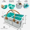Baby Diaper Caddy Organizer with Lid, Multiple Compartments Baby Caddy, Waterproof Diaper Tote Bag for Infants, Travel Baby Bag for Must Haves, Baby Gift Basket for Newborn Essentials