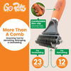 GoPets 2-Sided Dematting Comb - Professional Grooming Rake for Cats & Dogs, Long Hair Deshedding Tool, Undercoat Brush - for Matted & Long-Haired Pets