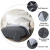 Homelike Moment Lightweight Comforter - All Season Down Alternative Bed Comforter Summer Duvet Insert Quilted Reversible Comforters Full/Queen Size Dark Gray/Light Grey