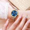 Taxau Women's Wrist Watches Luxury Two Tone Stainless Steel Waterproof Blue Watches for Women Fashion Quartz Watch for Ladies Date Arabic Dial Female Watch