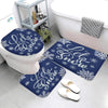 Easternproject 3 Piece Let it Snow Bath Mat Set Christmas Snowflake Blue and White Bathroom Rug Sets for Winter Decorations Non Slip Water Absorbent U-Shaped Contour Toilet Mat, Toilet Lid Cover