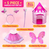 5-Piece Princess Castle Girls Pop Up Play Tent & Dress Up Costume Bundle - Playhouse Gift for Girls & Toddler for Indoor & Outdoor Use with Pink Fairy Tale Carrying Bag & Glow in The Dark Stars