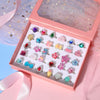 PinkSheep Little Girl Jewel Rings in Box, Adjustable, No duplication, Girl Pretend Play and Dress Up Rings (30 Jewel Ring)