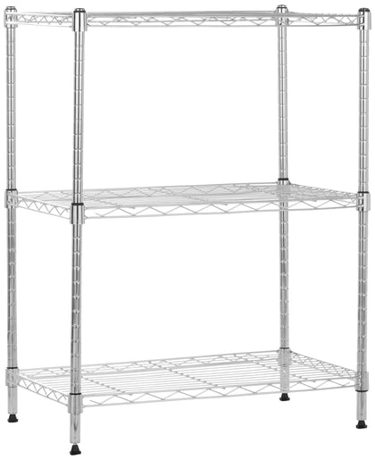 Amazon Basics 3-Shelf Narrow Adjustable, Heavy Duty Storage Shelving Unit (250 lbs loading capacity per shelf), Steel Organizer Wire Rack, Chrome, 23.2