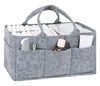 Sammy & Lou Collapsible Light Gray Felt Storage Caddy, Divided Design To Keep Diapers, Wipes And Changing Items Organized, Two Handles, 12 in x 6 in x 8 in