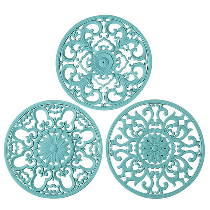 Extra Thick Silicone Trivet Mat for Hot Dishes, Hot Pots and Pans, Pot Holder, Hot Pad to Portect Your Table and Countertop, Kitchen Decor and Accessories,Turquoise,Set of 3