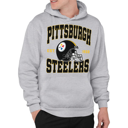 Junk Food Clothing x NFL - Pittsburgh Steelers - Team Helmet - Unisex Adult Pullover Fleece Hoodie for Men and Women - Size 3X-Large