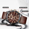 Mini Focus Men Watches Business Casual Wrist Watches (Multifunction/Waterproof/Luminous/Calendar) Genuine Leather Band Fashion Watch for Men (Brown)