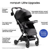 Mompush Lithe V2 Lightweight Stroller + Snack Tray, Ultra-Compact Fold & Airplane Ready Travel Stroller, Near Flat Recline Seat, Cup Holder, Raincover & Travelbag Included