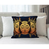 Moslion Sun Moon Pillow Cover Decorative Sun and Moon with Many Fractal Faces Celestial Energy Mystic Throw Pillow Case 18x18 Inch Cotton Linen Cushion Cover for Men Women Navy Blue Yellow