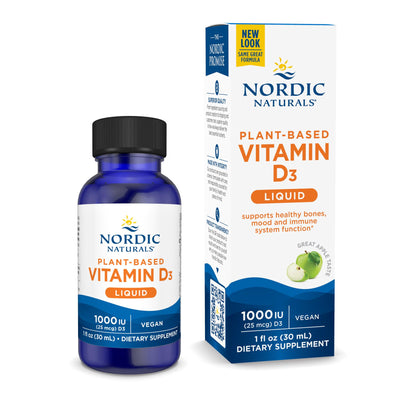 Nordic Naturals Plant-Based Vitamin D3 Liquid - 1 oz - 1000 IU Vitamin D3 - Healthy Bones, Mood & Immune System Function - Non-GMO, Vegan - 60 Servings