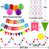 Fecedy Happy Birthday Banner with Colorful Paper Flag Bunting Paper Circle Confetti Garland Swirl Streamers Honeycomb Ball for Birthday Party
