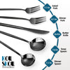 KOUSKOU Mirror Black Silverware Set, 20-Piece Flatware Cutlery Set Service for 4, Mirror Polished Tableware Set, Utensils for Kitchens, Home and Restaurant, Dishwasher Safe