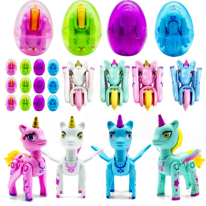 12Pcs Party Favors for Kids,Easter Basket Stuffers with Unicorn Deformation Toys,Funny Exchange Toy for Classroom,School Games Prizes,Classroom Prize Supplies,Birthday Halloween Christmas Gifts