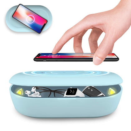Cahot UV Light Sanitizer Box, Portable Phone Sanitizer with Aroma Diffuser, Fast Charging for Smart Phone, UV Sterilizer Box for Cell Phone, Jewelry, Watches, Glasses-Blue