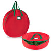 Christmas Wreath Storage Bag- 2-Pack - Durable Tarp Material, Zippered, Reinforced Handle and Easy to Slip The Wreath in and Out. Protect Your Holiday Wreath from Dust, Insects, and Moisture. (RED)