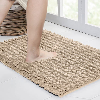 Walensee Bathroom Rug Non Slip Bath Mat (24x17 Inch Hunter Green) Water Absorbent Super Soft Shaggy Chenille Machine Washable Dry Extra Thick Perfect Absorbant Best Small Plush Carpet For Shower Floor