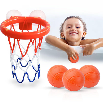 MARPPY Bath Toys, Bathtub Basketball Hoop for Baby, Toddlers, Boys and Girls, 3 Balls No Holes, Mold Free Bath Toys and Strong Suction Cup, Fun Bathtub Toys & Shower Bath Toys for Toddlers and Kids