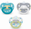 NUK Orthodontic Pacifier Value Pack, Boy&Girl,0-6 Months, 3-Pack (Star) (Glows in The Dark)