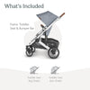 UPPAbaby Cruz V2 Stroller/Full-Featured Stroller with Travel System Capabilities/Toddler Seat, Bumper Bar, Bug Shield, Rain Shield Included/Gregory (Blue Mélange/Silver Frame/Saddle Leather)