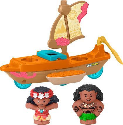 Fisher-Price Little People Toddler Toys Disney Princess Moana & Mauis Canoe Sail Boat with 2 Figures for Ages 18+ Months