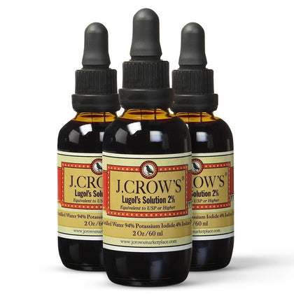 J.CROW'S® Lugol's Solution of Iodine 2% 2 oz Three Pack (3 Bottles)