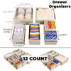 12 Pack Drawer Organizers, Drawer Dividers Storage Bins, Foldable Drawer Organizers for Clothing, Cloth Clothes Drawer Organizer for Underwear,Folded Clothes,Baby Clothing,Socks,Bra,Towels,Ties