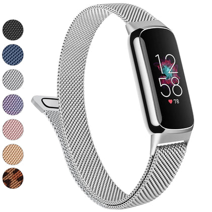 Metal Band for Fitbit Luxe Bands Women Men, Stainless Steel Mesh Loop Adjustable Magnetic Wristband Replacement Strap Compatible with Fitbit Luxe Fitness and Wellness Tracker (Silver)