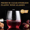 FOCUSLINE 32 Pack Plastic Wine Glasses Stemless, 12 Oz Crystal Clear Disposable Wine Cups, Reusable Plastic Wine Glasses for Parties Weddings, Shatterproof Recyclable and BPA-Free