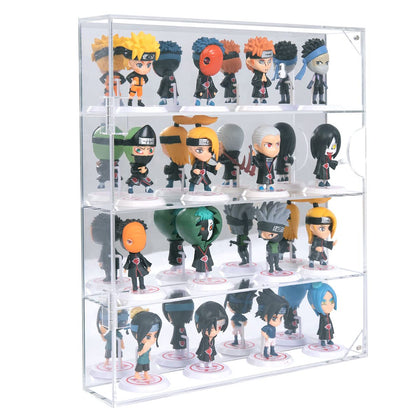 AITEE Acrylic Display Case with Mirrored Back, Display Cabinet for Mini Funko Pop Figures, Clear Wall Mounted or Desktop 4 Tiers Storage Box Cabinet Organizer for Mini Toys,Collections and Stone Rock