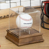 Tebery Baseball Display Case Wooden Stand, UV Protected Clear Cube Baseball Holder with Wooden Base, Square Memorabilia Display Storage Sports Autograph Display Case Fits Official Size Ball