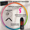 Fiteroc Weighted Fitness Hula Hoop Adult Beginner - Large Weighted Hula Hoop for Adults - Detachable and Portable - Exercise Holahoop with Jump Rope, Resistance Band and Carry Bag (Multicolor)
