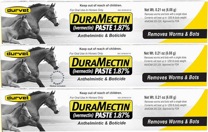 Duramectin Ivermectin Paste Horse Wormer 6.08 Grams (3 Pack) + TL BUNDLES Sticker Included