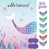 Pin The Tail on The Mermaid Party Game with 24 PCS Tails for Kids Girls Birthday 21'' x 28''