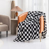 LOMAO Throw Blankets Flannel Blanket with Checkerboard Grid Pattern Soft Throw Blanket for Couch, Bed, Sofa Luxurious Warm and Cozy for All Seasons (Black, 51